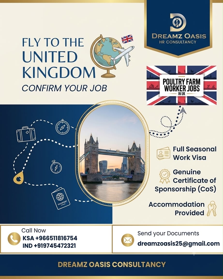 Fly to United Kingdom – Poultry Farm Worker Jobs
